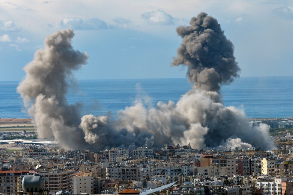 Smoke rises following a fresh Israeli airstrike on the Dahieh district in southern Beirut on Tuesday morning