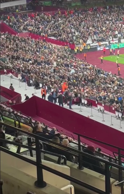 West Ham fans were filmed leaving early after conceding four goals against Arsenal