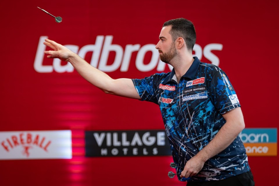 Mandatory Credit: Photo by Ian Stephen/ProSports/REX/Shutterstock (14938687bs) Luke Humphries (ENG) in his Quarter-Final match against Ryan Joyce (ENG) (not in picture) during the 2024 Ladbrokes Players Championship at Butlins Minehead, Minehead Players Championships, 2024 Darts Championship - 24 Nov 2024