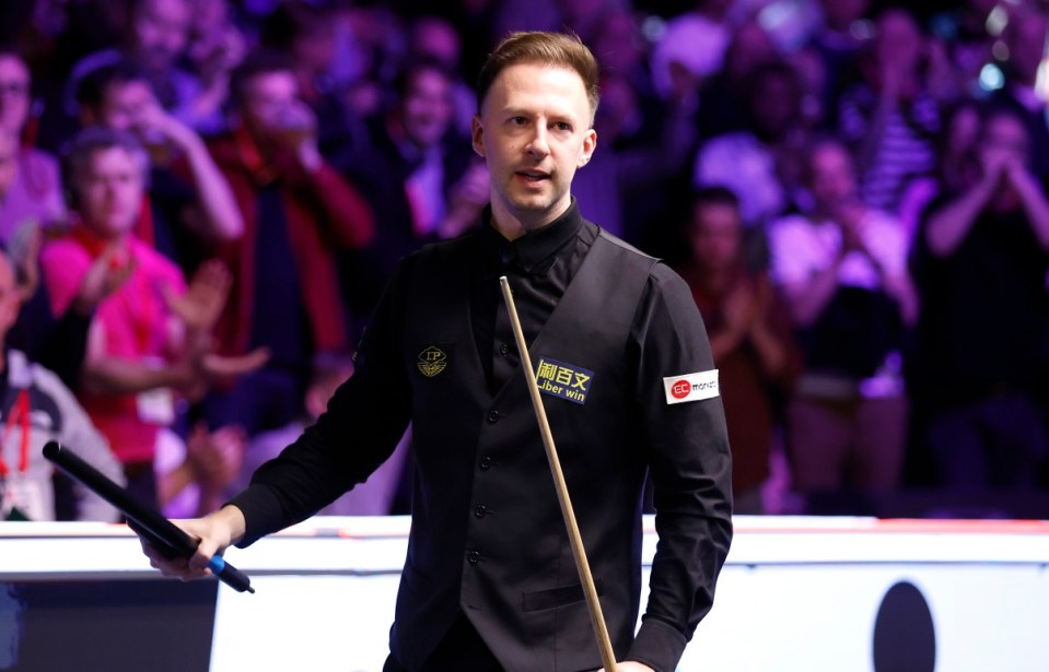 Judd Trump celebrates after winning his match against Kyren Wilson on day eight of the Victorian Plumbing UK Championship Snooker Championship at the York Barbican. Picture date: Saturday November 30, 2024. PA Photo. See PA story SNOOKER York. Photo credit should read: Nigel French/PA Wire. RESTRICTIONS: Use subject to restrictions. Editorial use only, no commercial use without prior consent from rights holder.