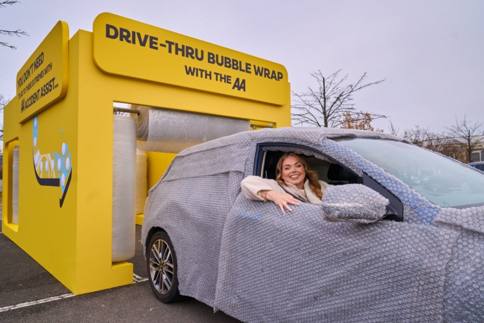 Scarlett Moffatt spotted testing a tongue-in-cheek Drive-Thru Bubble Wrap, showcasing the lengths the nation take to protect their cars from dents & dinks, without AA Accident Assist. Release date  November 28, 2024. One in four drivers admit theyve accidentally caused damage to another car in a supermarket carpark. And more than half (53 per cent) have had it happen to them in return. It follows a study of 2,000 drivers which found car damage and dings are a concern for 92 per cent. The research found 11 per cent park over two spaces in a bid to avoid dents, while 18 per cent deliberately park next to the flashiest car they can find, in the hope theyll be super-careful with their own doors. And seven per cent have even pulled into a trolley bay for added assurance. Half (53 per cent) have gone the extra mile to protect their cars from others bad driving  including parking in the furthest away space. As many as 23 per cent would be very interested in paying for a space with a dent free guarantee rather than risk scrapes from others more careless than themselves. The findings were commissioned by The AA, to highlight Accident Assist, a 24/7 support service for members, which also built a tongue-in-cheek drive-thru bubble wrap machine to show the lengths people could take to swerve scrapes, dents and dings. ..