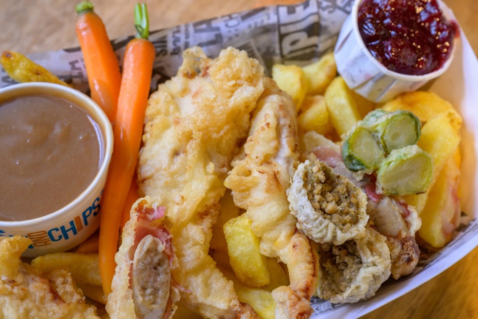 A fish and chip shop has launched a deep-fried Christmas dinner