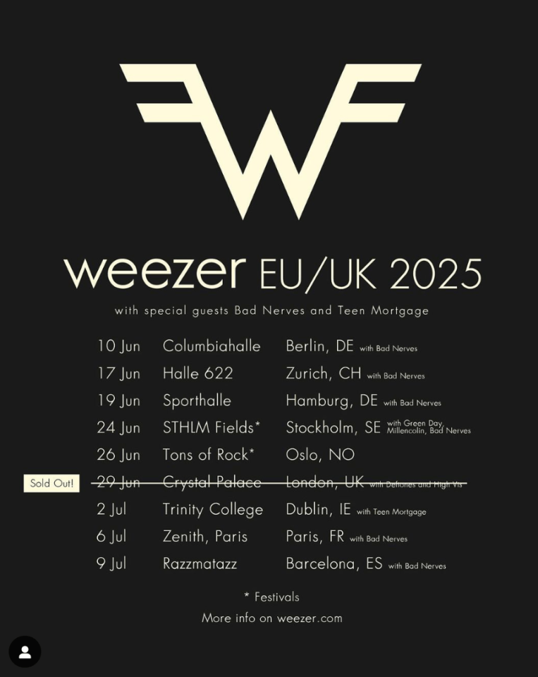 Weezer announced their 2025 tour dates