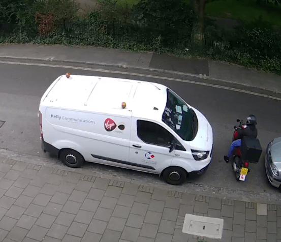 The biker was seen hiding behind a van, waiting for a victim