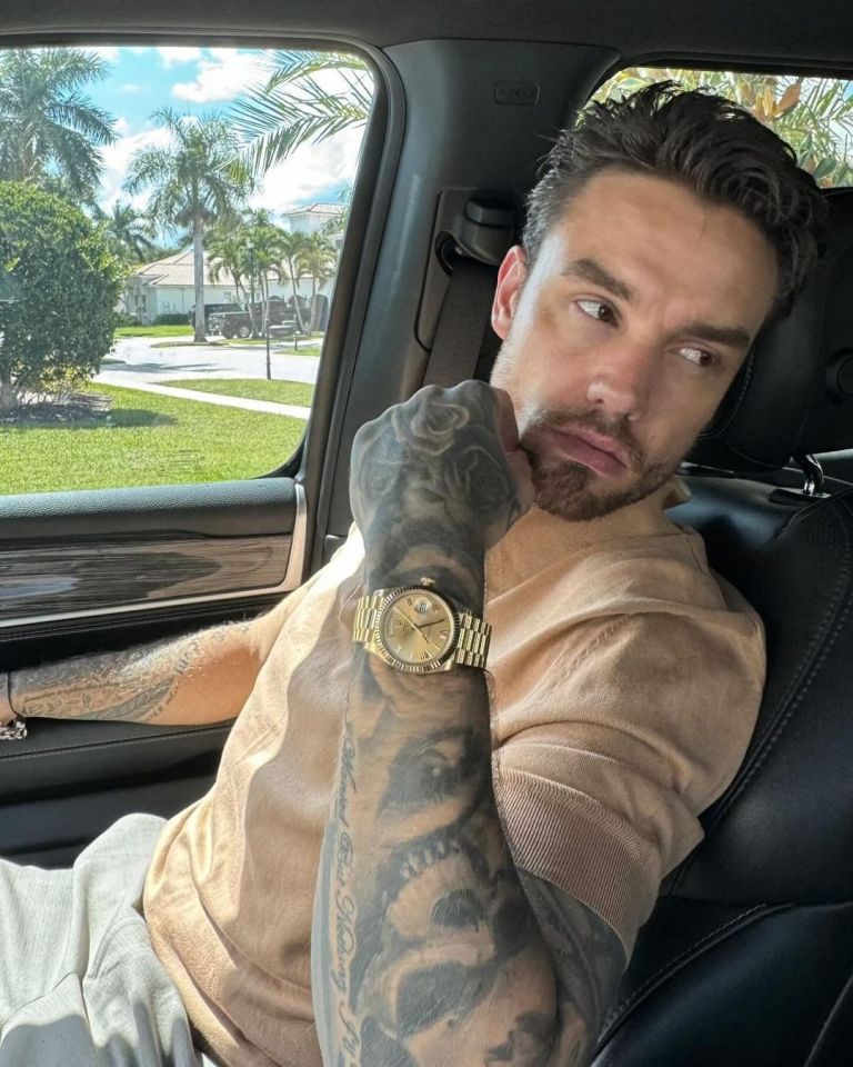 Liam pictured wearing the Gold Rolex watch before his death