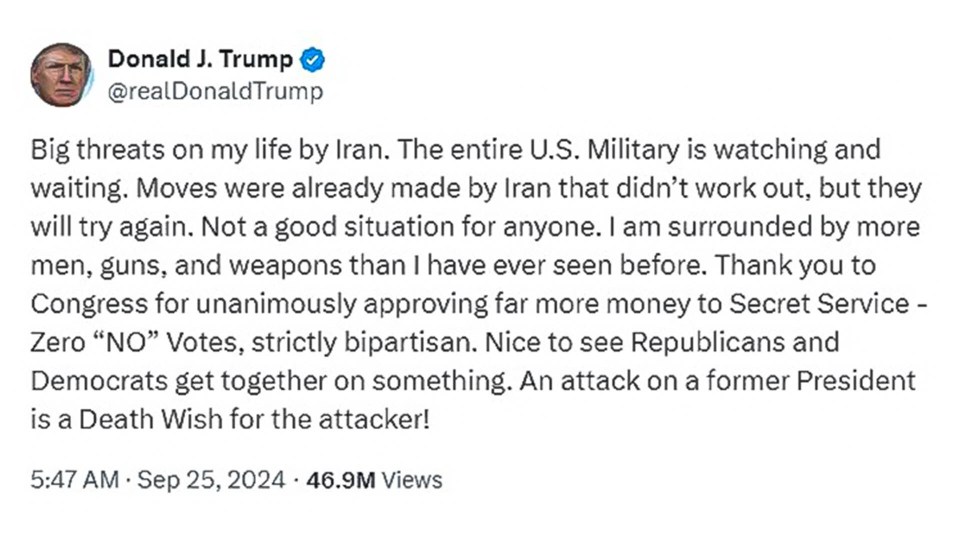 Trump also tweeted about the plot