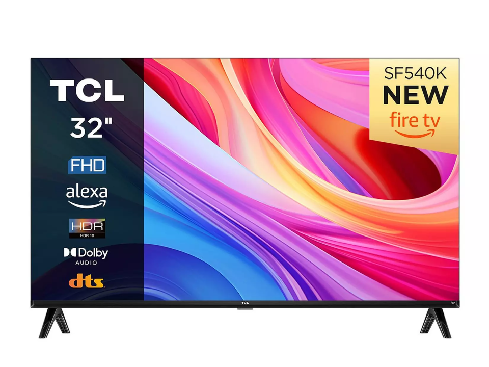 a tcl 32 inch fire tv is displayed on a white background