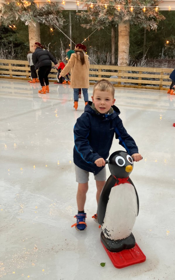 Caroline's son ice skating - which is included in the price of a ticket