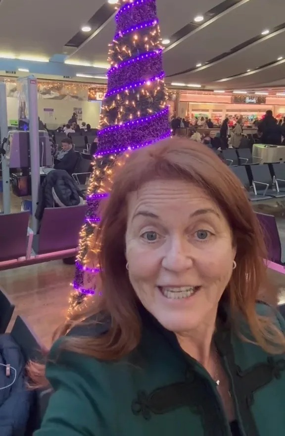 The Duchess of York filmed herself at London Heathrow, moments before her 'new journey'