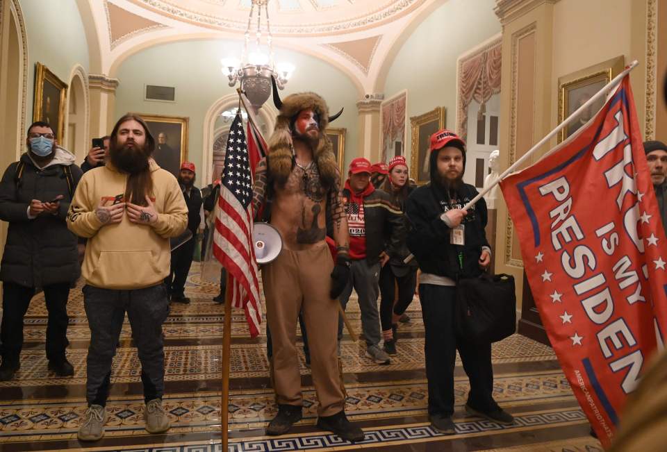 Supporters of Trump, including QAnon member Jake Angeli, stormed the Capitol over the 2020 election result