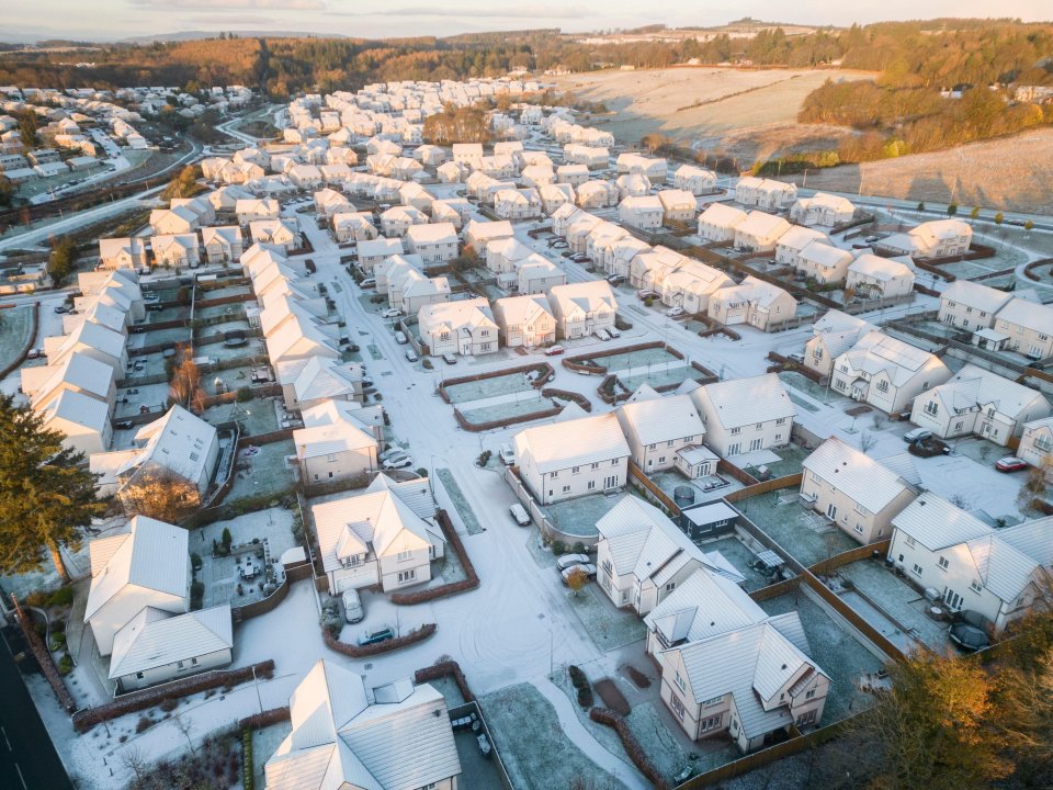 Snow has fallen in parts of Britain today including Aberdeen, pictured above