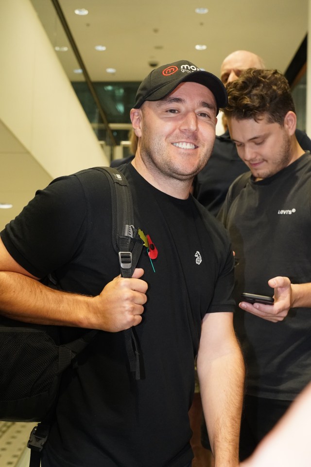 Alan Halsall arrives at Brisbane Airport for Im a celebrity tonight.Pic Australia Media