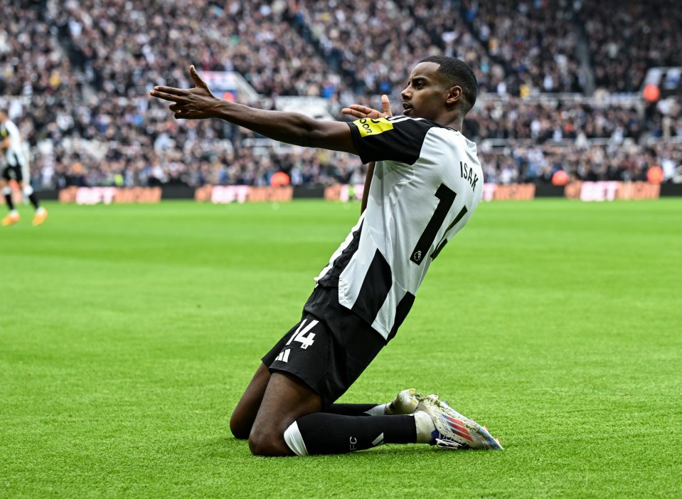 Alexander Isak celebrates his 12th minute opener