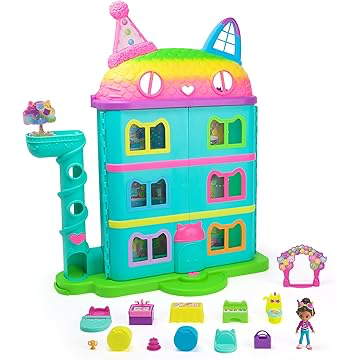 The rainbow dollhouse is two-foot tall