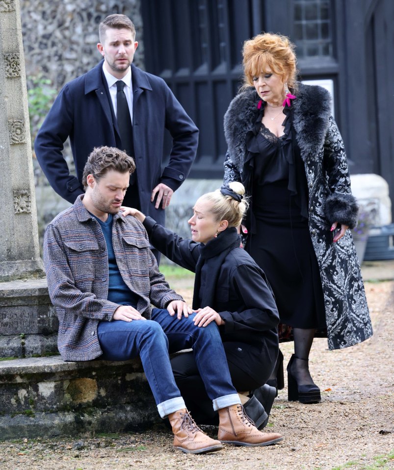 Scenes from the Christmas special show the Carter family members reunited at the funeral of Linda Carter (Kellie Bright)