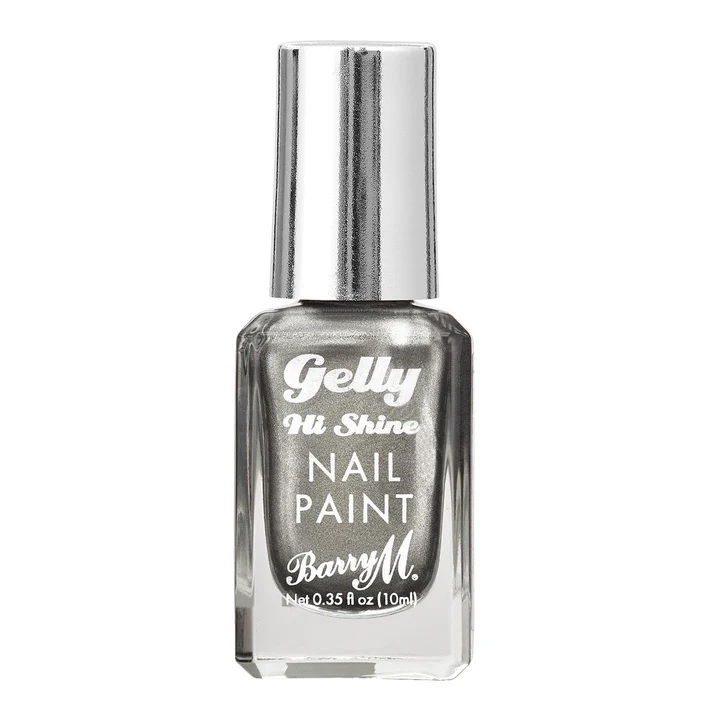 a bottle of silver gelly hi shine nail paint