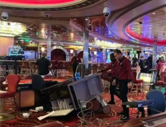 The casino was left virtually tipped upside down due to the horror 85mph swells