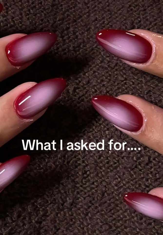 The beauty lover, whose name is Makayla, had asked the nail tech if she'd be able to do aura nails - which she confirmed was fine. Scroll down to see the horrific results...