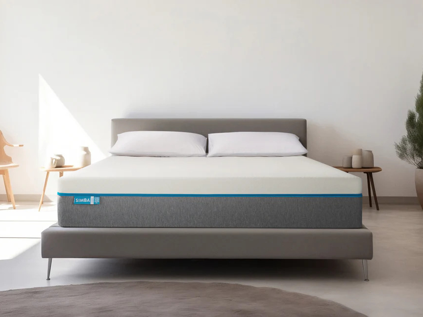 a bed with a mattress that says samba on it