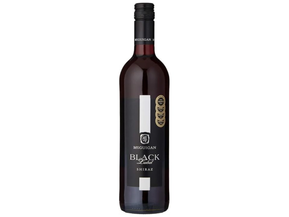 McGuigan Black Label Shiraz wine bottle.