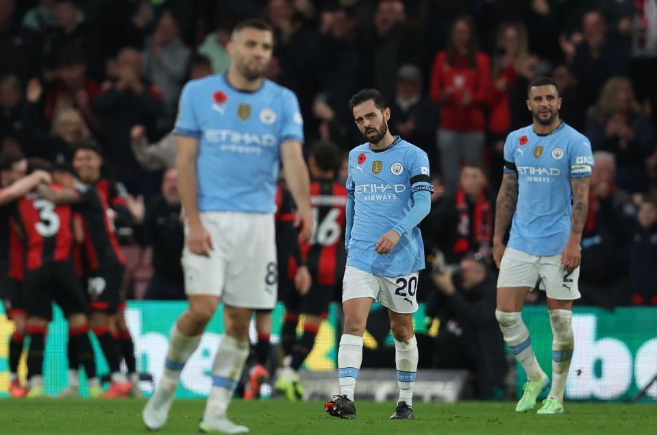 Manchester City fell to a 2-1 defeat at the hands of Bournemouth