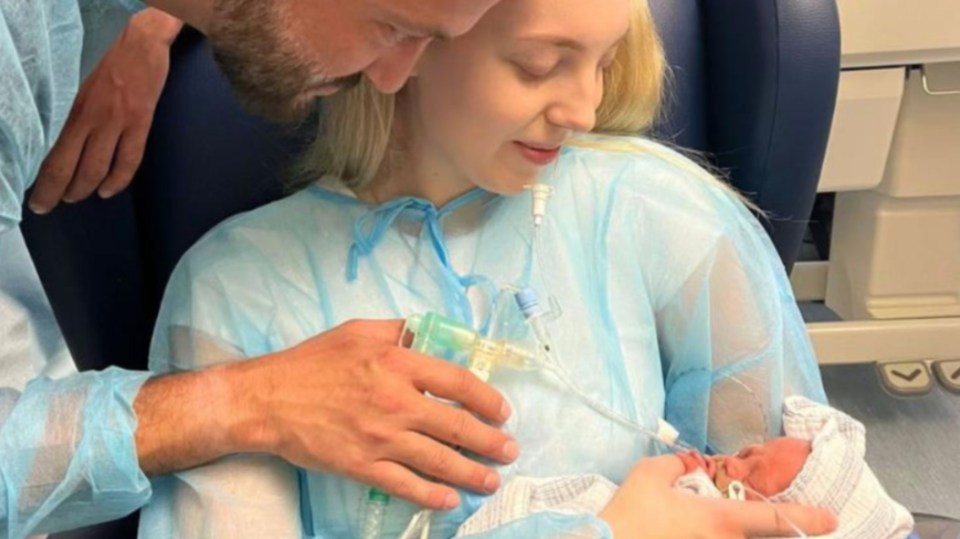 Tequilla Huntley and David Barnett have been left stranded after the premature birth of their baby son