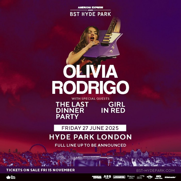 Olivia Rodrigo headlining BST Hyde Park with special guests The Last Dinner Party and Girl in Red</p>
<p>//www.instagram.com/p/DCOUBCCCrqa/