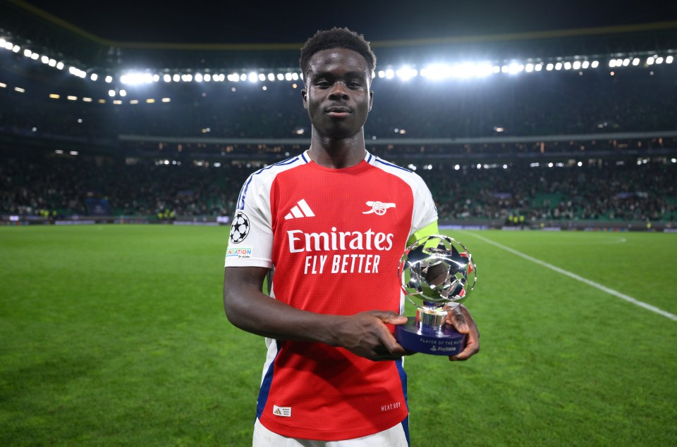 Saka collected the player of the match award