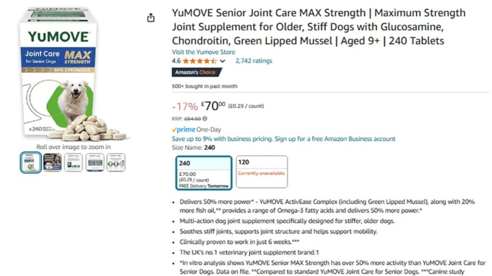 Yumove shared an image of how the Amazon product page should look when buying from Amazon