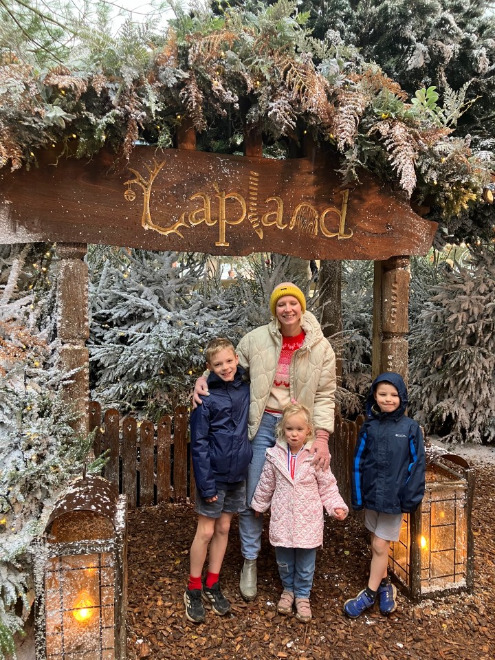 Caroline and her family, as they join the queue to meet Father Christmas