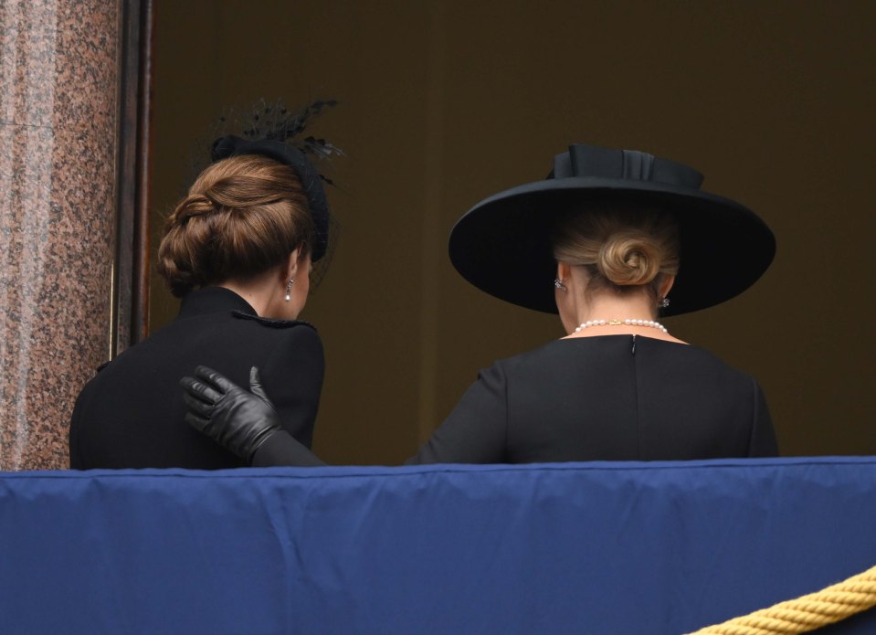 Sophie Wessex placed a supportive hand on Kate's back as they left the balcony