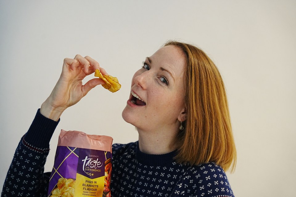 Chris Eades - 07980 775577.Sun Journalist Rosie Taylor taste tests a range of xmas goodies from different supermarkets.Crisps