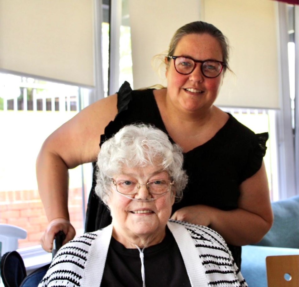 Claire Crothers, 45, from Lanarkshire, and her mum, Mary Brown, 67, in the hospice