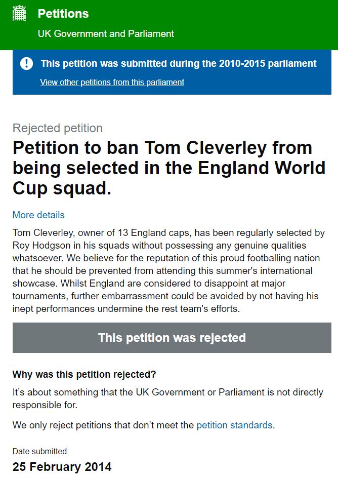 The petition went in ahead of the 2014 World Cup