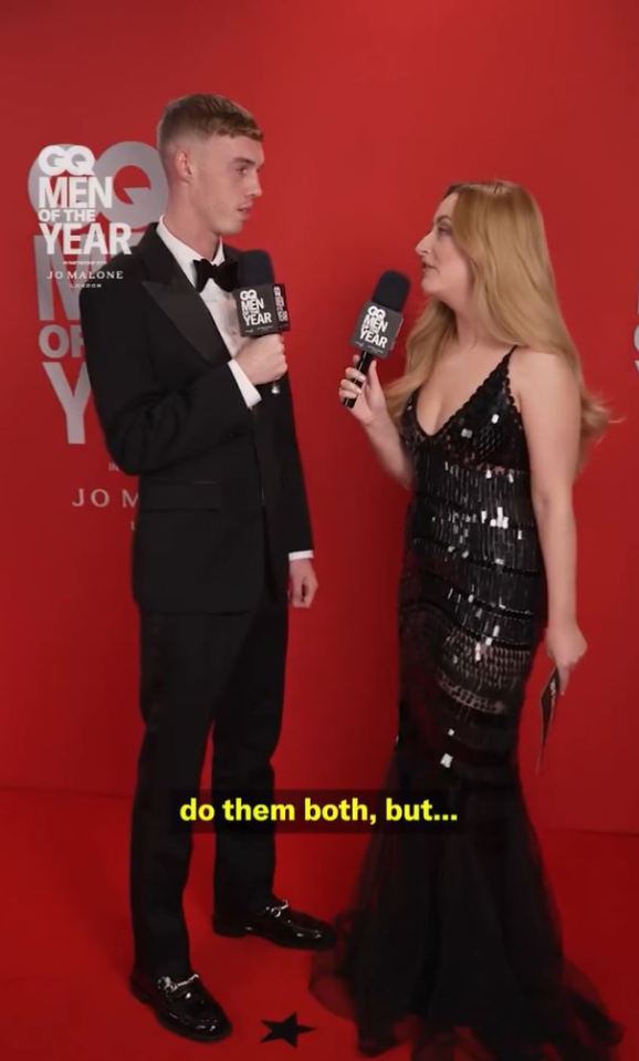 Cole Palmer and Amelia Dimoldenberg had an interesting exchange on the red carpet