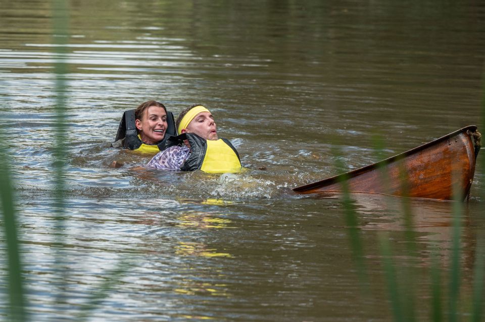 Coleen Rooney goes under amid a canoe mishap on I'm A Celeb