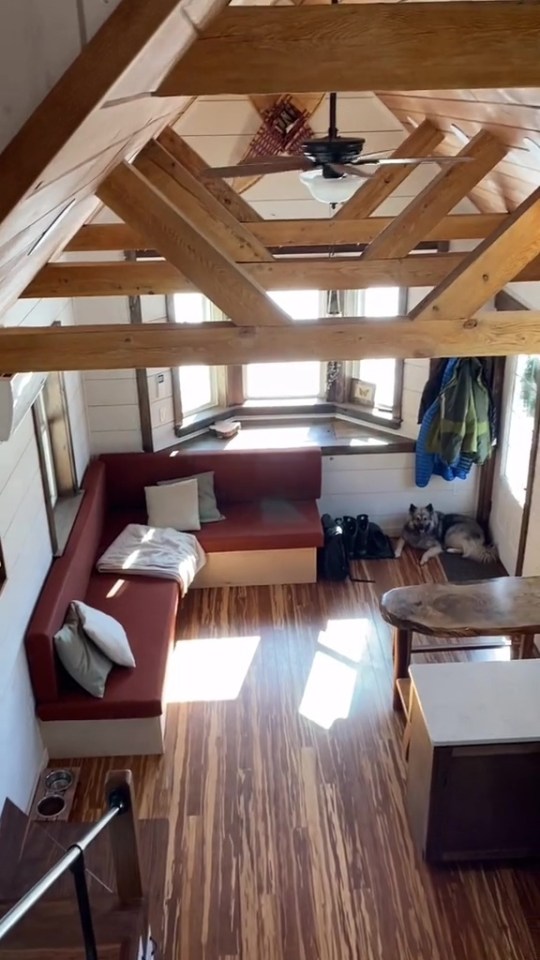 The tiny home is open plan, giving it a spacious feel