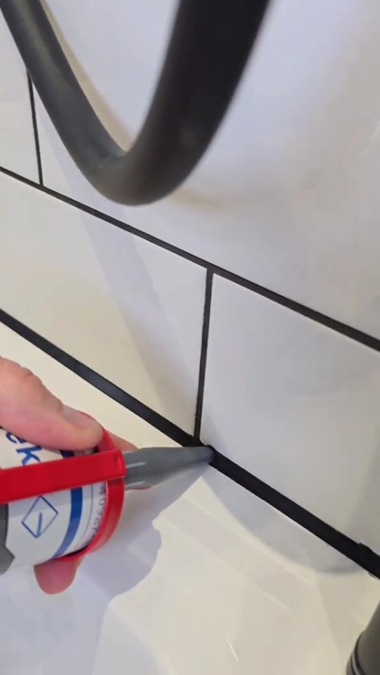 He shared a video on TikTok of the process of applying the caulk