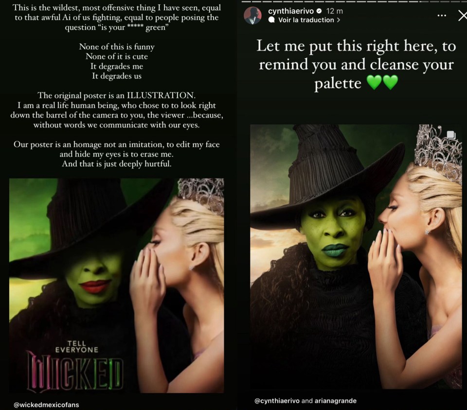 Cynthia overreacted in October to fans digitally changing the Wicked posters