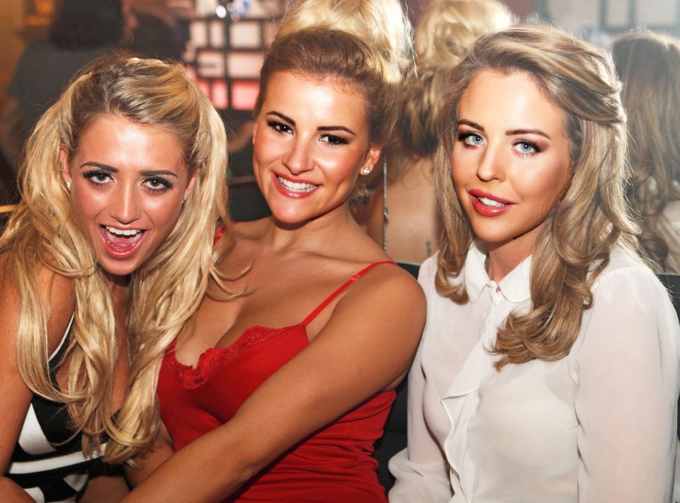 Georgia Harrison, Georgia Kousoulou and Lydia Bright during a night out at The Sugar Hut in 2014