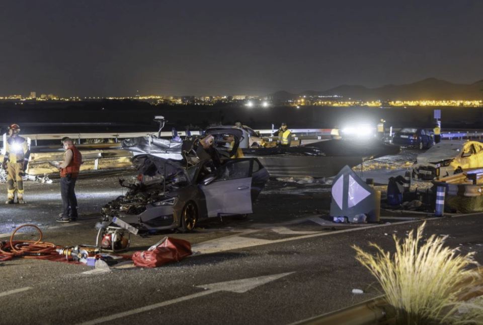 Aftermath of the deadly crash that killed two Brits