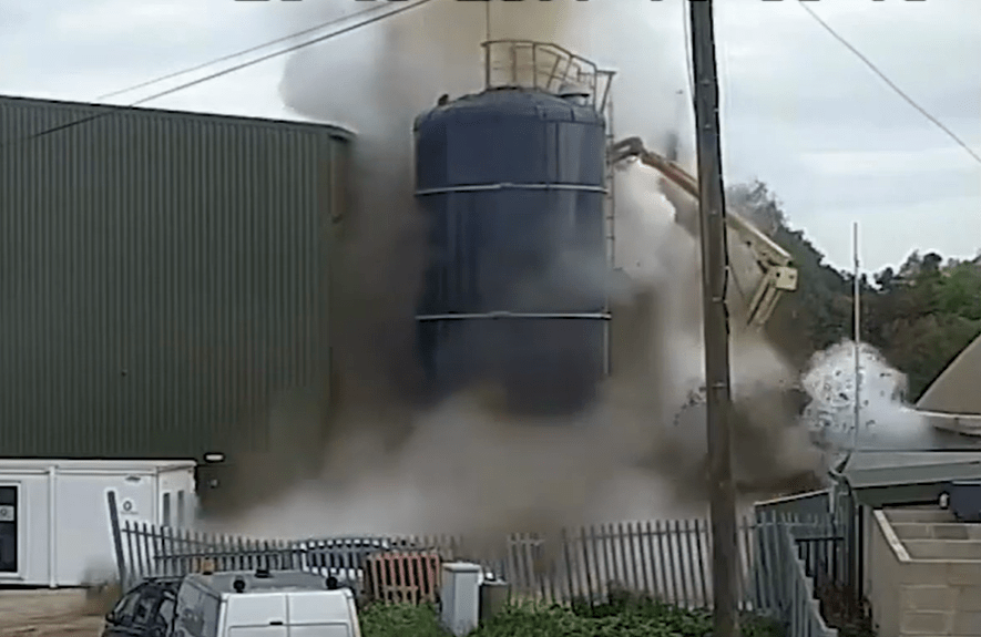 Debris launched into the air, seriously injuring a worker