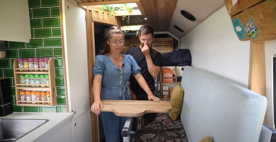 They shared inside their van, which has a kitchen area, seating area, bathroom and bedroom