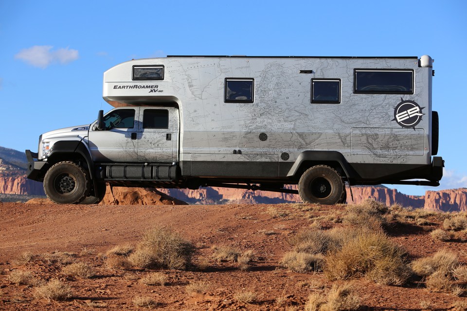 A huge motorhome made from military-grade carbon fibre is the ultimate vehicle for adventurers