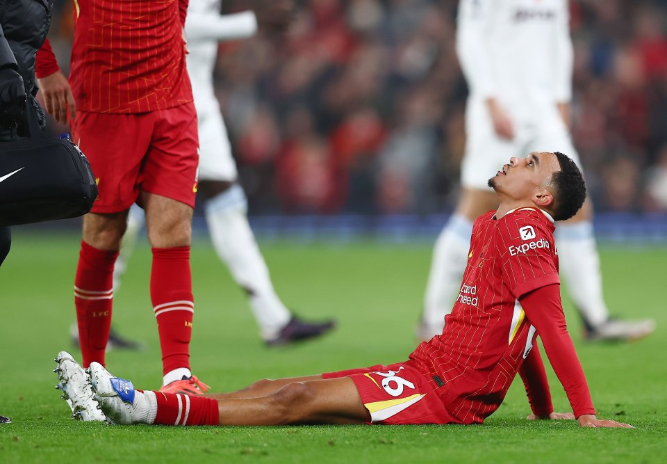 Trent Alexander-Arnold hobbled off with an injury