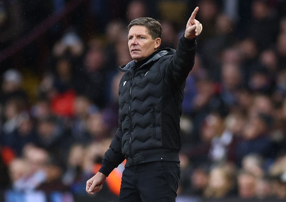 Crystal Palace manager instructing during a Premier League match.