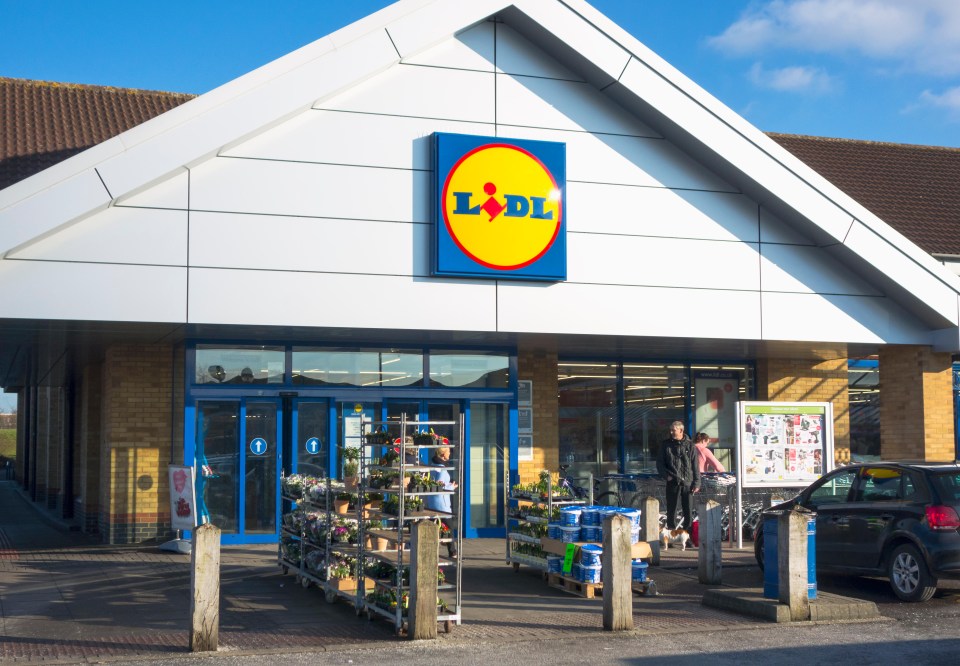 a lidl store with a car parked in front of it