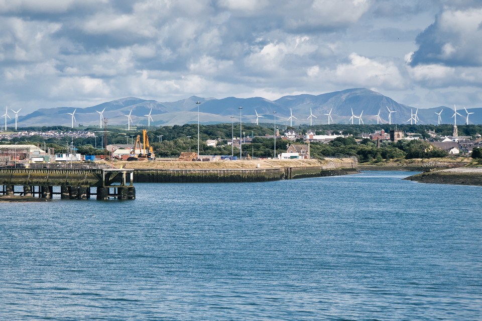 Workington Harbourwith with the Lake District in the distance, where the average house price is £222,200