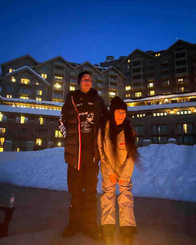 The jet setting couple enjoying a skiing holiday