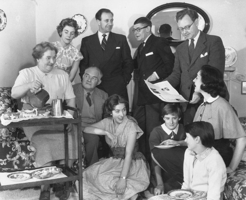 June Spencer (far left) with the original Archers cast in 1958